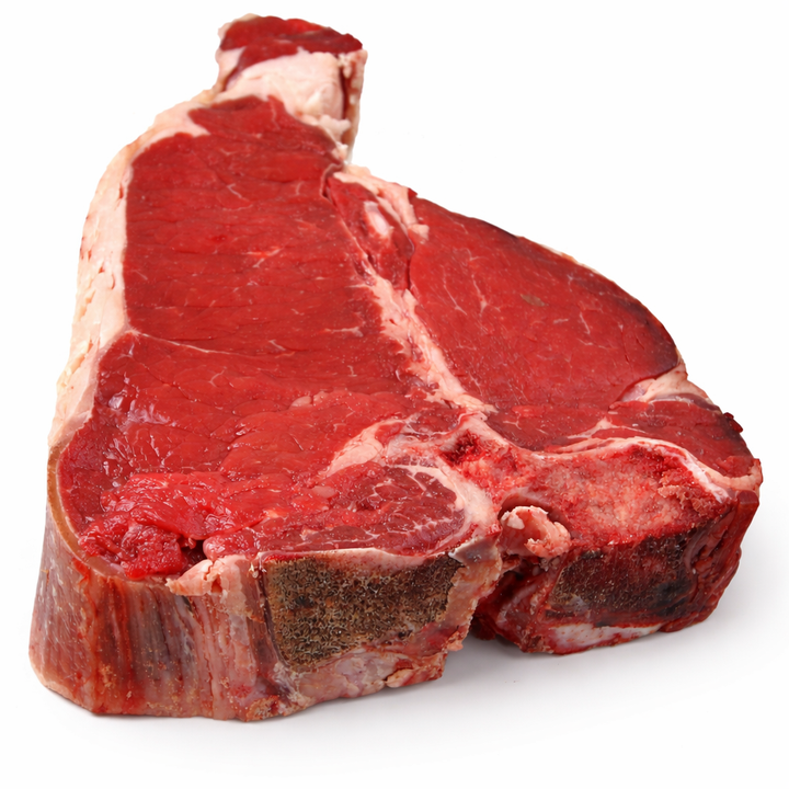 Bistecca Fiorentina di Chianina IGP VBAC su sfondo bianco, carne bovina toscana di alta qualità per ristoranti e vendita all’ingrosso B2B
