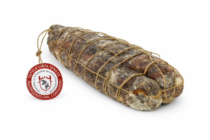 Capocollo di Cinta Senese DOP artigianale con bollino del Consorzio, salume toscano per vendita all’ingrosso B2B in Italia ed Europa
