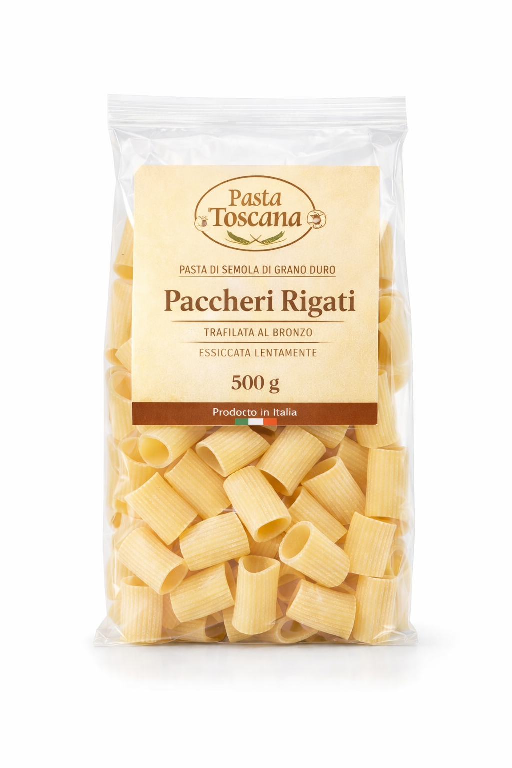 Paccheri Rigati Toscani 500g pasta artigianale italiana per ristorazione e fornitura B2B Salumeria Toscana