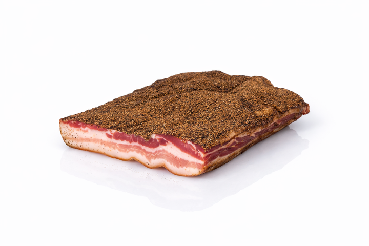 Pancetta Stesa al pepe intera, salume artigianale per ristorazione professionale e settore Horeca
