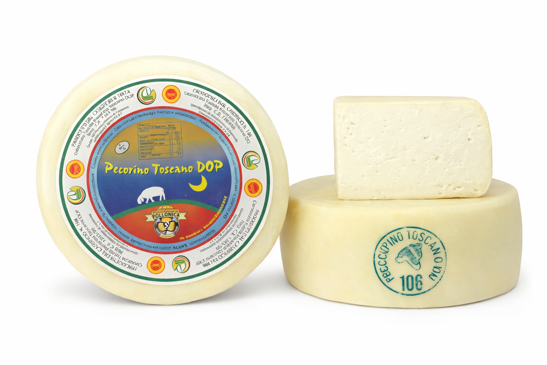 Pecorino Toscano DOP fresco artigianale del Caseificio di Follonica, formaggio ovino tipico toscano con pasta morbida
