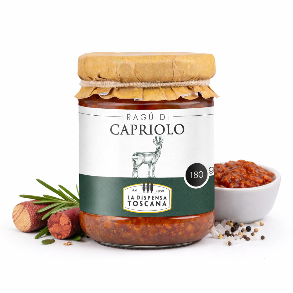 Vasetto di Ragù di Capriolo La Dispensa Toscana 180 g, sugo di selvaggina per ristorazione e Ho.Re.Ca. B2B
