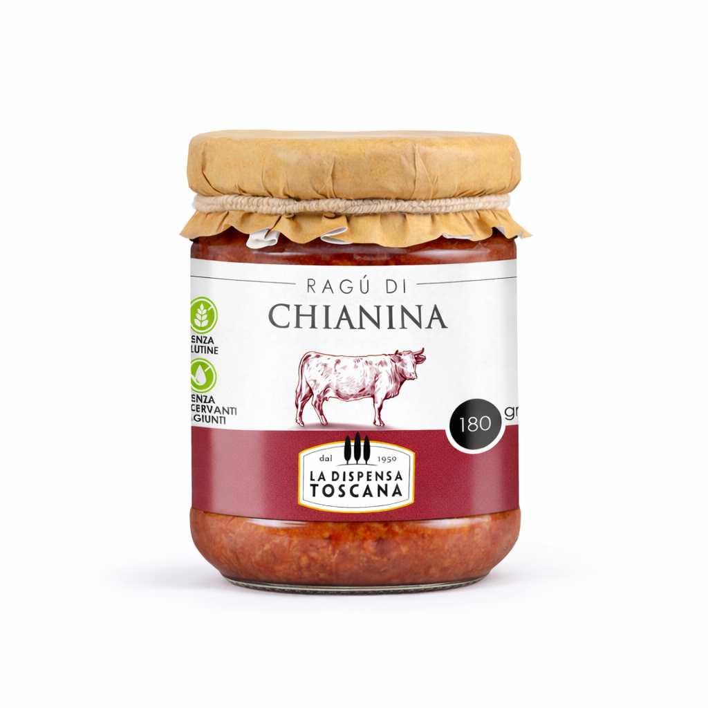 Vasetto di Ragù di Chianina La Dispensa Toscana 180 g, sugo premium di carne bovina per ristorazione e Ho.Re.Ca. B2B
