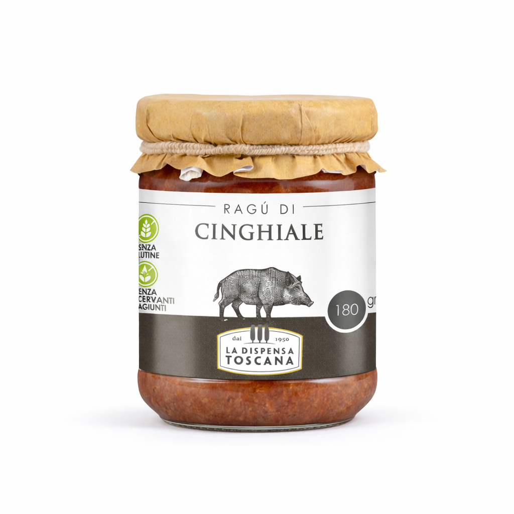 Vasetto di Ragù di Cinghiale La Dispensa Toscana 180 g, sugo di selvaggina tradizionale per ristorazione e Ho.Re.Ca. B2B
