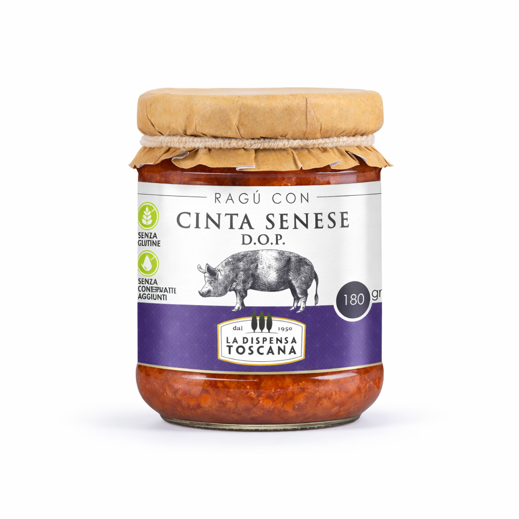 Vasetto di Ragù con Carne di Cinta Senese DOP La Dispensa Toscana 180 g, sugo premium certificato per ristorazione e Ho.Re.Ca. B2B
