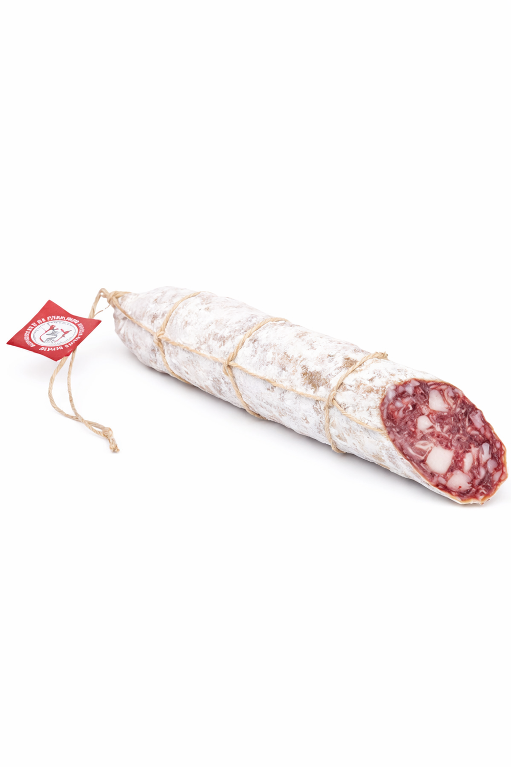 Salame di Cinta Senese DOP intero con bollino del Consorzio, salume tipico toscano artigianale certificato, prodotto in Toscana