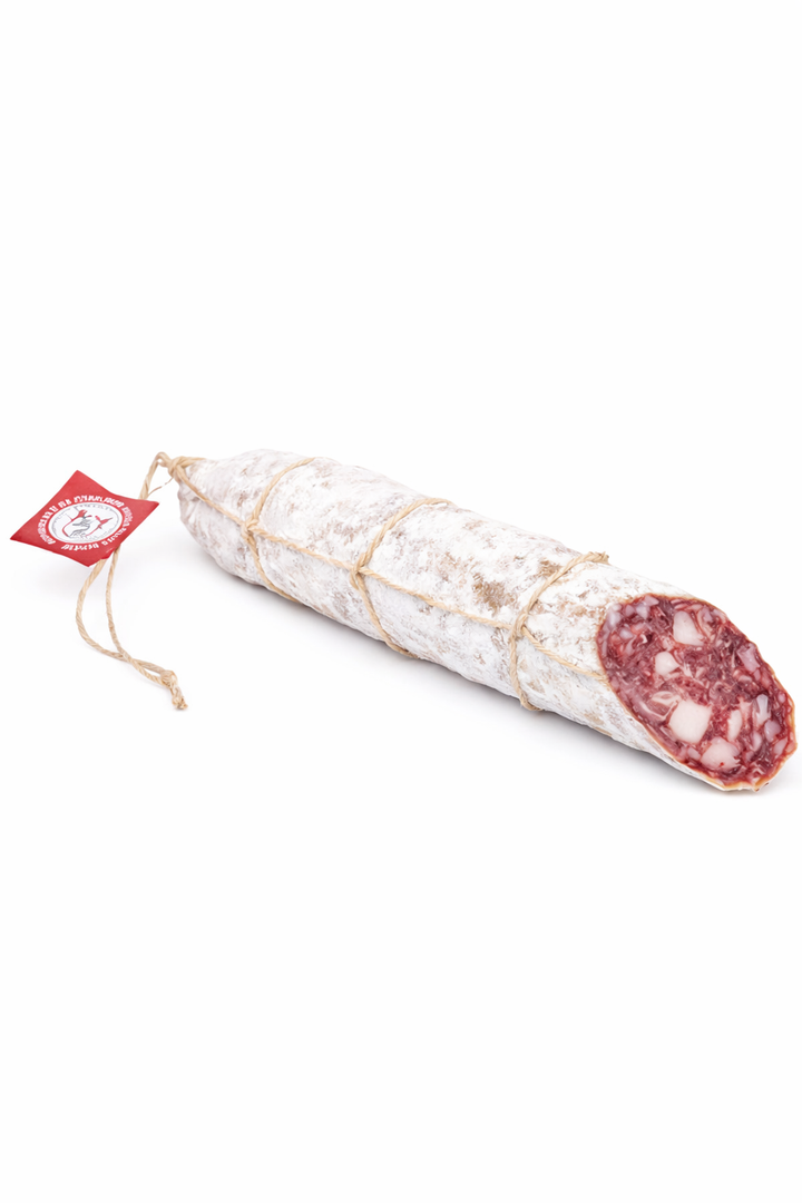 Salame di Cinta Senese DOP intero con bollino del Consorzio, salume tipico toscano artigianale certificato, prodotto in Toscana